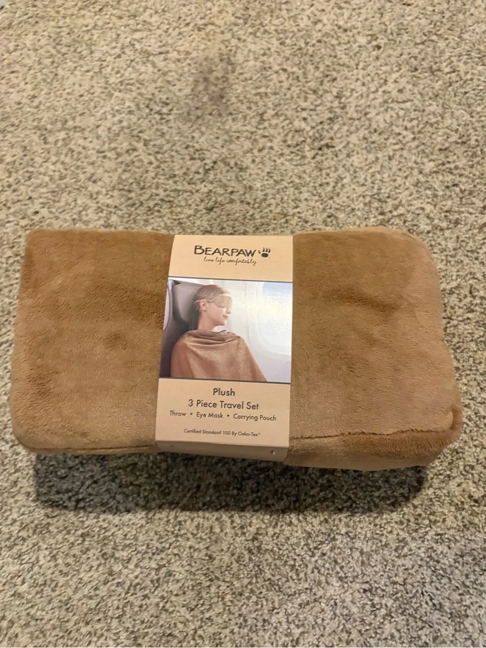 BEARPAW Plush 3-Piece Travel Set - Brown, NEW, Sealed